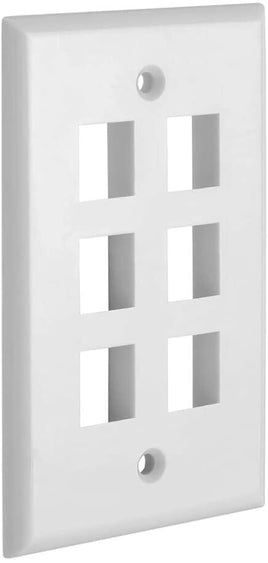 6 Port QuickPort outlet Wall Plate face plate, six Gang White Kings Warehouse 