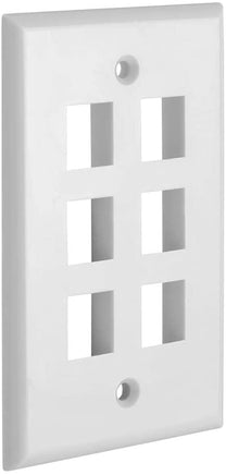 6 Port QuickPort outlet Wall Plate face plate, six Gang White Kings Warehouse 