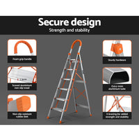 6 Step Ladder Multi-Purpose Folding Aluminium Light Weight Non Slip Platform Tools Kings Warehouse 