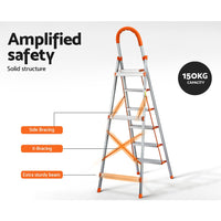 6 Step Ladder Multi-Purpose Folding Aluminium Light Weight Non Slip Platform Tools Kings Warehouse 