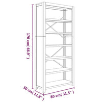 6-Tier Bookcase 80x30x170 cm Solid Wood Acacia Kings Warehouse 