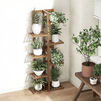 6 Tiers Vertical Bamboo Plant Stand Staged Flower Shelf Rack Outdoor Garden Furniture Kings Warehouse 