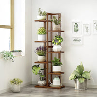 6 Tiers Vertical Bamboo Plant Stand Staged Flower Shelf Rack Outdoor Garden Furniture Kings Warehouse 