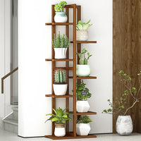 6 Tiers Vertical Bamboo Plant Stand Staged Flower Shelf Rack Outdoor Garden Furniture Kings Warehouse 