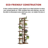 6 Tiers Vertical Bamboo Plant Stand Staged Flower Shelf Rack Outdoor Garden Furniture Kings Warehouse 