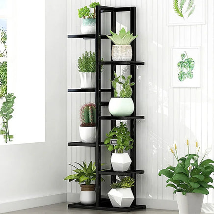 6 Tiers Vertical Bamboo Plant Stand Staged Flower Shelf Rack Outdoor Garden Furniture Kings Warehouse 