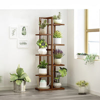 6 Tiers Vertical Bamboo Plant Stand Staged Flower Shelf Rack Outdoor Garden Furniture Kings Warehouse 