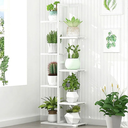 6 Tiers Vertical Bamboo Plant Stand Staged Flower Shelf Rack Outdoor Garden Furniture Kings Warehouse 
