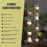 6 Tiers Vertical Bamboo Plant Stand Staged Flower Shelf Rack Outdoor Garden Furniture Kings Warehouse 