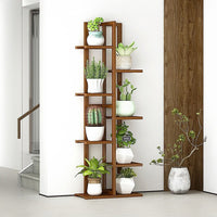 6 Tiers Vertical Bamboo Plant Stand Staged Flower Shelf Rack Outdoor Garden Furniture Kings Warehouse 