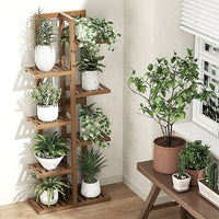 6 Tiers Vertical Bamboo Plant Stand Staged Flower Shelf Rack Outdoor Garden Furniture Kings Warehouse 