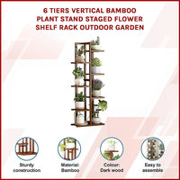 6 Tiers Vertical Bamboo Plant Stand Staged Flower Shelf Rack Outdoor Garden Furniture Kings Warehouse 