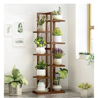 6 Tiers Vertical Bamboo Plant Stand Staged Flower Shelf Rack Outdoor Garden Furniture Kings Warehouse 