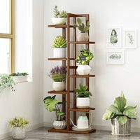 6 Tiers Vertical Bamboo Plant Stand Staged Flower Shelf Rack Outdoor Garden Furniture Kings Warehouse 