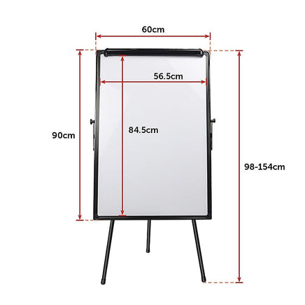 60 x 90cm Magnetic Writing Whiteboard Dry Erase w/ Height Adjustable Tripod Stand Furniture Kings Warehouse 