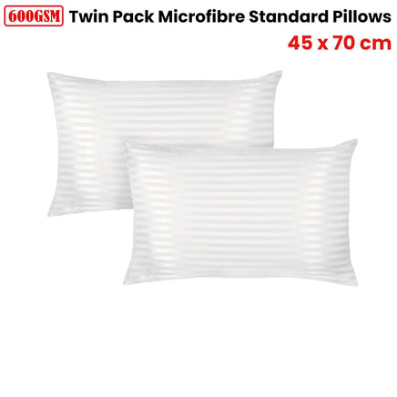 600GSM Twin Pack Microfibre Standard Pillows 45 x 70 cm Home & Garden Kings Warehouse 