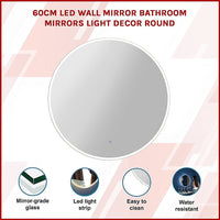 60cm LED Wall Mirror Bathroom Mirrors Light Decor Round Health & Beauty Kings Warehouse 