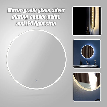 60cm LED Wall Mirror Bathroom Mirrors Light Decor Round Health & Beauty Kings Warehouse 