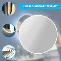 60cm LED Wall Mirror Bathroom Mirrors Light Decor Round Health & Beauty Kings Warehouse 