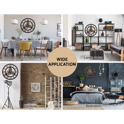 60CM Wall Clock Modern Large Vintage Luxury Art Clock Home Decor Black Kings Warehouse 