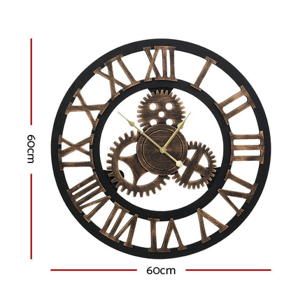 60CM Wall Clock Modern Large Vintage Luxury Art Clock Home Decor Black Kings Warehouse 