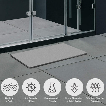 60cm*40cm Diatomaceous Earth Bath Mat, Nonslip Absorbent - Fast Drying Bathroom Floor Shower Mats Anti-Slip Mat Kings Warehouse 