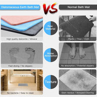 60cm*40cm Diatomaceous Earth Bath Mat, Nonslip Absorbent - Fast Drying Bathroom Floor Shower Mats Anti-Slip Mat Kings Warehouse 