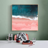 60cmx60cm Pink Sea Wood Frame Canvas Wall Art Kings Warehouse 