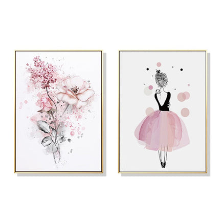 60cmx90cm Dancing Ballerina in Paris 2 Sets Gold Frame Canvas Wall Art Kings Warehouse 