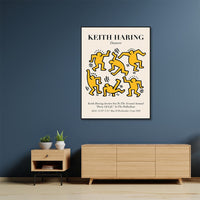 60cmx90cm Keith Haring Dancer Yellow Black Frame Canvas Wall Art Kings Warehouse 