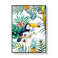 60cmx90cm Toucan plants Black Frame Canvas Wall Art Kings Warehouse 