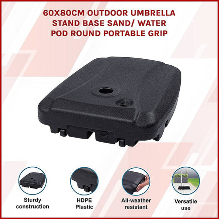60x80cm Outdoor Umbrella Stand Base Sand/ Water Pod Round Portable Grip Home & Garden Kings Warehouse 