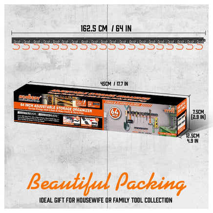 64" Wall Mount Tool Hanger Garden Storage Organizer Mop Broom Holder Hook Pegs Home & Garden Kings Warehouse 