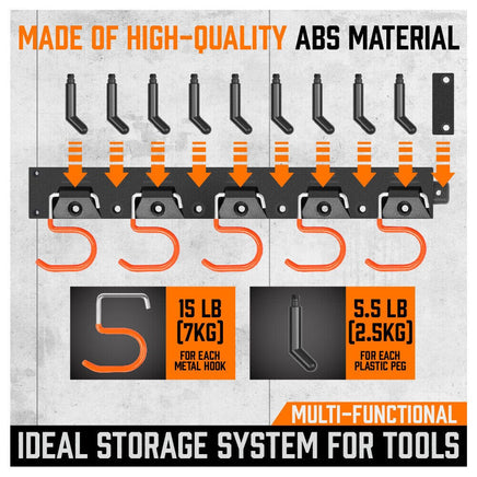 64" Wall Mount Tool Hanger Garden Storage Organizer Mop Broom Holder Hook Pegs Home & Garden Kings Warehouse 