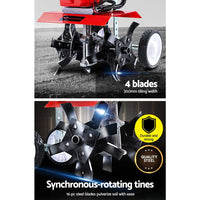 65CC Tiller Garden Cultivator Rototiller 4 Blades Soil Plower Mini Rotary Hoe Tools Kings Warehouse 