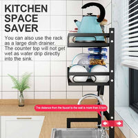 65cm 3 tier Over Single Sink Dish Drying Rack Drainer Kitchen Cutlery Holder Storage Organizer Kings Warehouse 