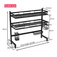 65cm 3 tier Over Single Sink Dish Drying Rack Drainer Kitchen Cutlery Holder Storage Organizer Kings Warehouse 