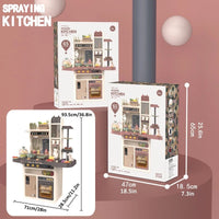 65pcs 93cm Children Kitchen Kitchenware Play Toy Simulation Steam Spray Cooking Set Cookware Tableware Gift Brown Color Baby & Kids Kings Warehouse 