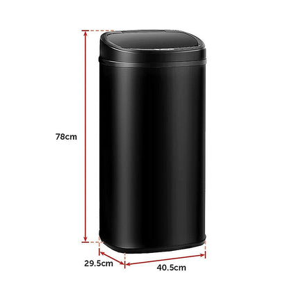 68L Motion Sensor Bin Automatic Stainless Steel Kitchen Rubbish Trash - Black Home & Garden Kings Warehouse 