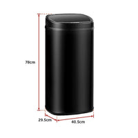 68L Motion Sensor Bin Automatic Stainless Steel Kitchen Rubbish Trash - Black Home & Garden Kings Warehouse 