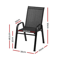 6PC Outdoor Dining Chairs Stackable Lounge Chair Patio Furniture Black Furniture Kings Warehouse 