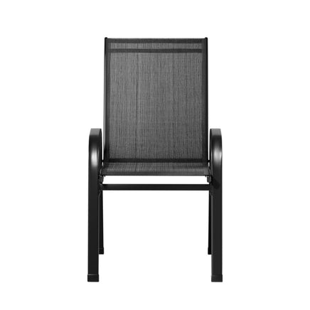 6PC Outdoor Dining Chairs Stackable Lounge Chair Patio Furniture Black Furniture Kings Warehouse 