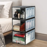6x Large Shoe Storage Boxes Stackable Shoe Box Organisers Containers Display Cases Bins Magnetic Door Kings Warehouse 