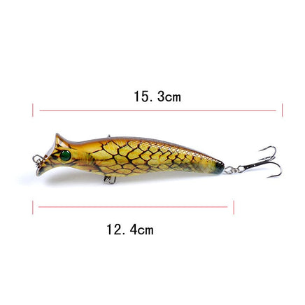 6x Popper Poppers 12.4cm Fishing Lure Lures Surface Tackle Fresh Saltwater Kings Warehouse 