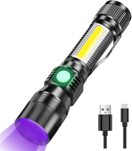7 Modes Waterproof Rechargeable UV Light Flashlight Torch for Camping Kings Warehouse 