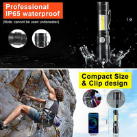 7 Modes Waterproof Rechargeable UV Light Flashlight Torch for Camping Kings Warehouse 