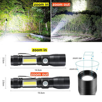 7 Modes Waterproof Rechargeable UV Light Flashlight Torch for Camping Kings Warehouse 