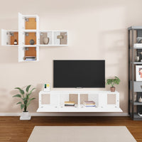 7 Piece TV Cabinet Set White Engineered Wood living room Kings Warehouse 