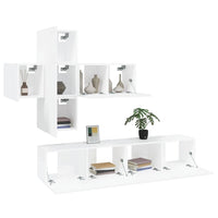 7 Piece TV Cabinet Set White Engineered Wood living room Kings Warehouse 