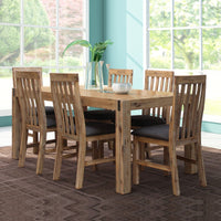 7 Pieces Dining Suite 180cm Medium Size Dining Table & 6X Chairs with Solid Acacia Wooden Base in Oak Colour